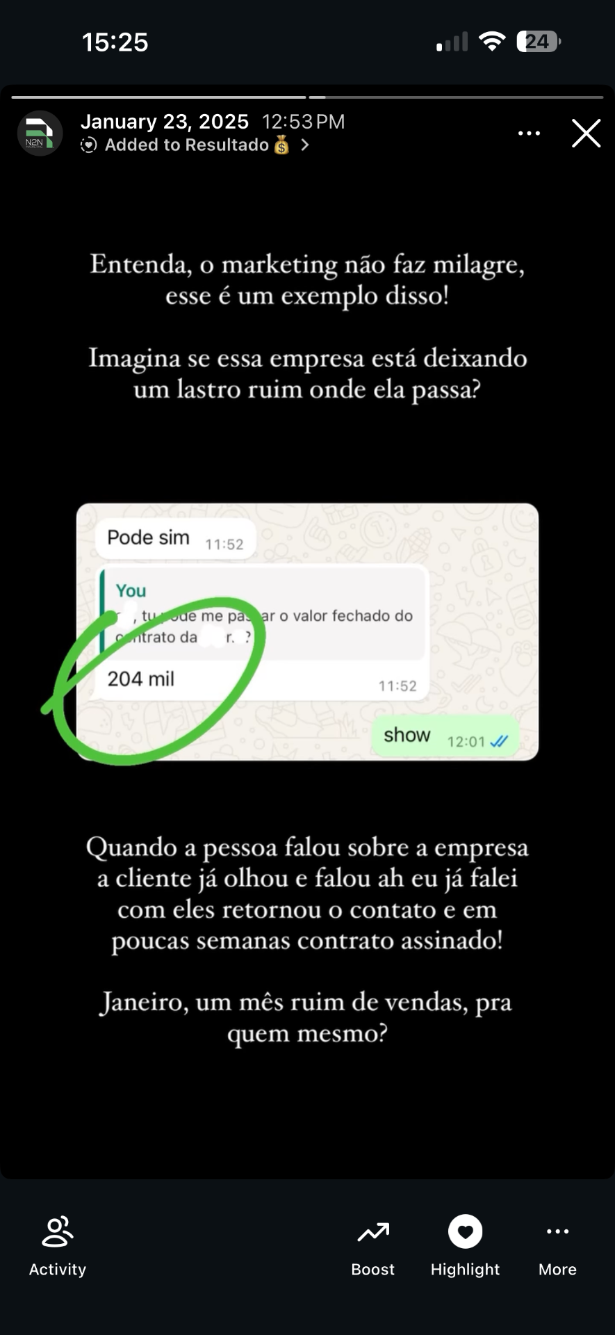 Resultado N2N — Contrato assinado