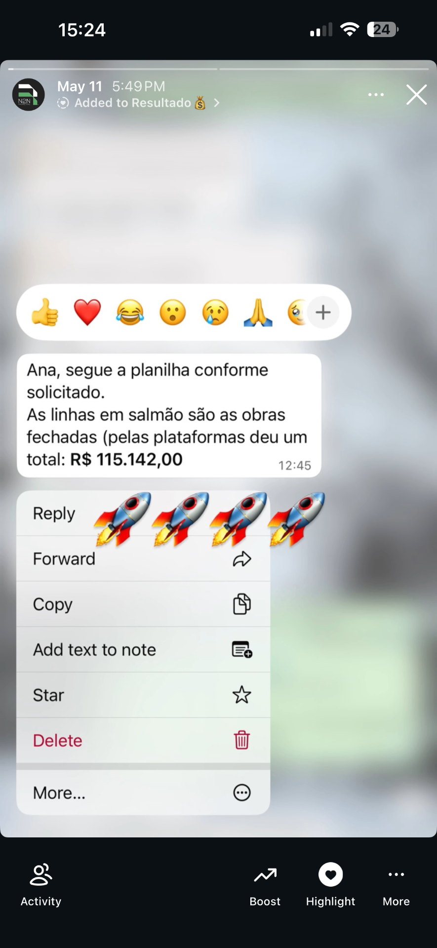 Resultado N2N — Obras fechadas